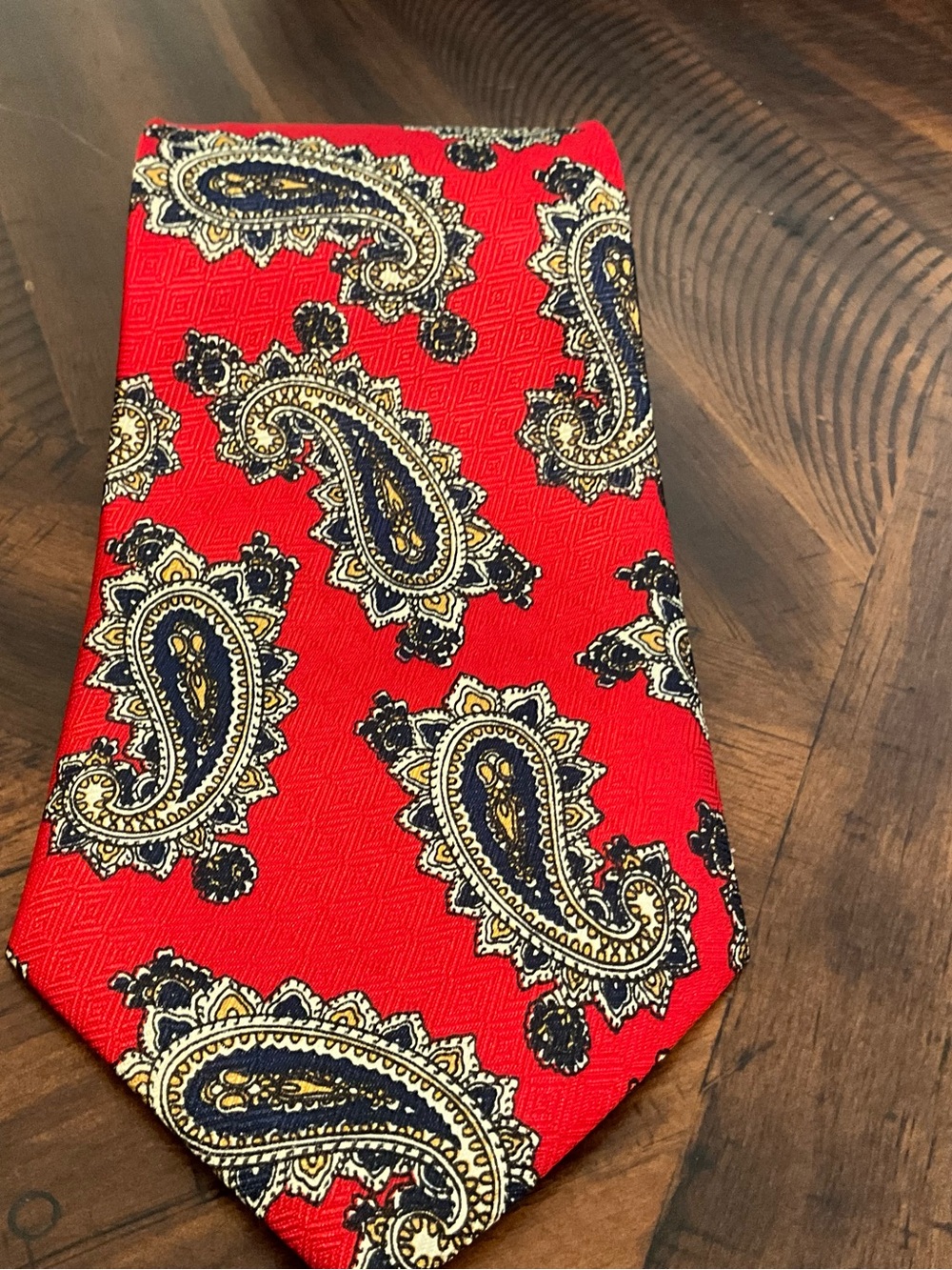 Classic Red Paisley Men's Tie with Navy & Cream Accents